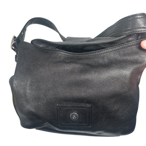 BANANA REPUBLIC Black Soft Pebbled Leather Hobo Shoulder Strap Handbag - Picture 7 of 16